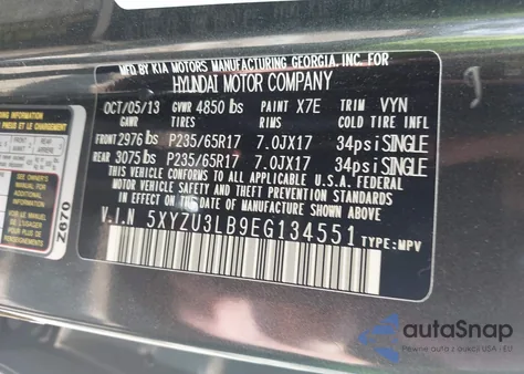 2014 Hyundai Santa Fe Sport 2.4L from USA, damaged, VIN 5XYZU3LB9EG134551